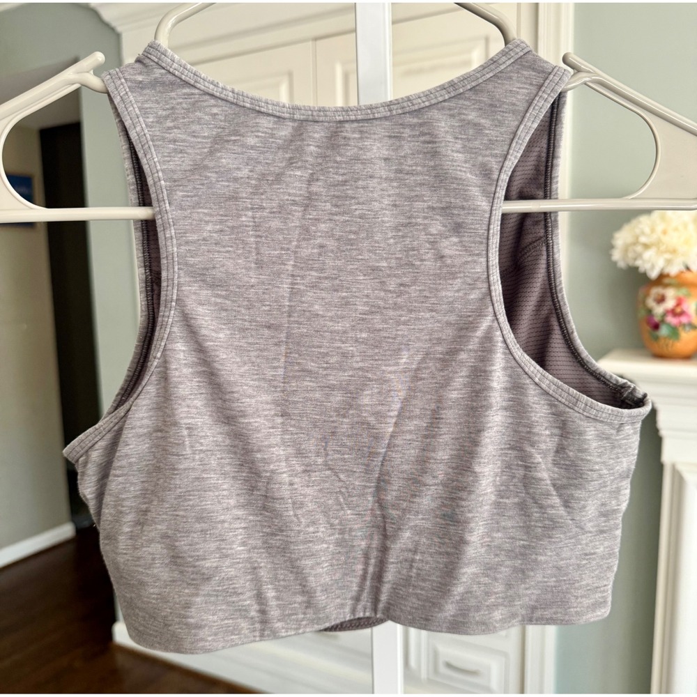 Athleta Essence Twist Crop Tank Top Heathered Grey Built In Bra Womens XS - Picture 5 of 6
